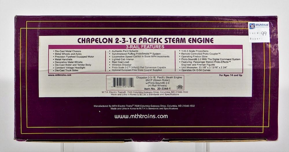 Appraisal: MTH Chapelon - - E Pacific Steam Engine Train United