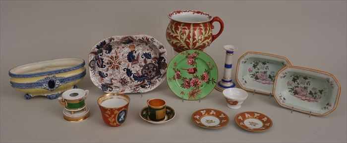 Appraisal: FOURTEEN ENGLISH AND FRENCH POTTERY AND PORCELAIN ARTICLES Including a