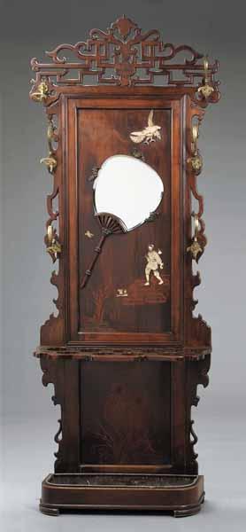 Appraisal: A Japanese Carved Hardwood and Ivory Mounted Hallstand late th