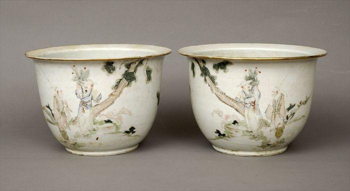 Appraisal: Pair of Chinese Famille Rose Porcelain Jardini res in in