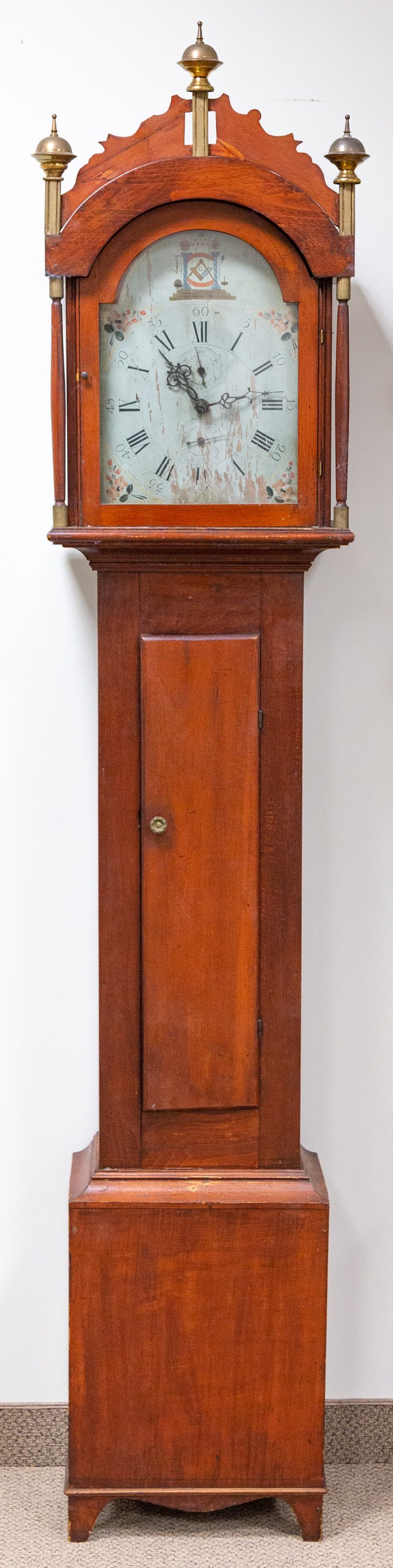 Appraisal: NEW ENGLAND WOODEN WORKS TALL CASE CLOCK with a rare