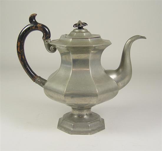 Appraisal: American Pewter Coffee Pot Circa Marked James Dixson Sons Painted