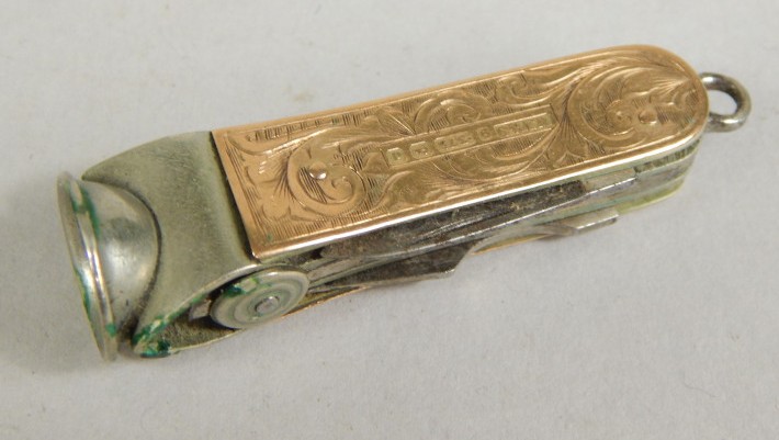 Appraisal: An early thC pen knife and cigar cutter set the