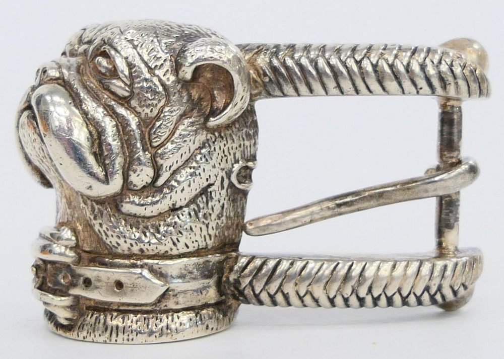 Appraisal: HEAVY STERLING SILVER FIGURAL BULLDOG BELT BUCKLE A heavy sterling