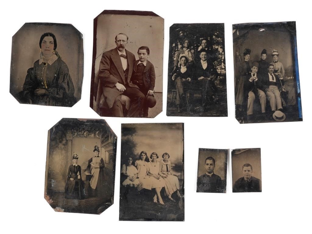 Appraisal: Collection of late c ferrotype or tintype photos Largest x