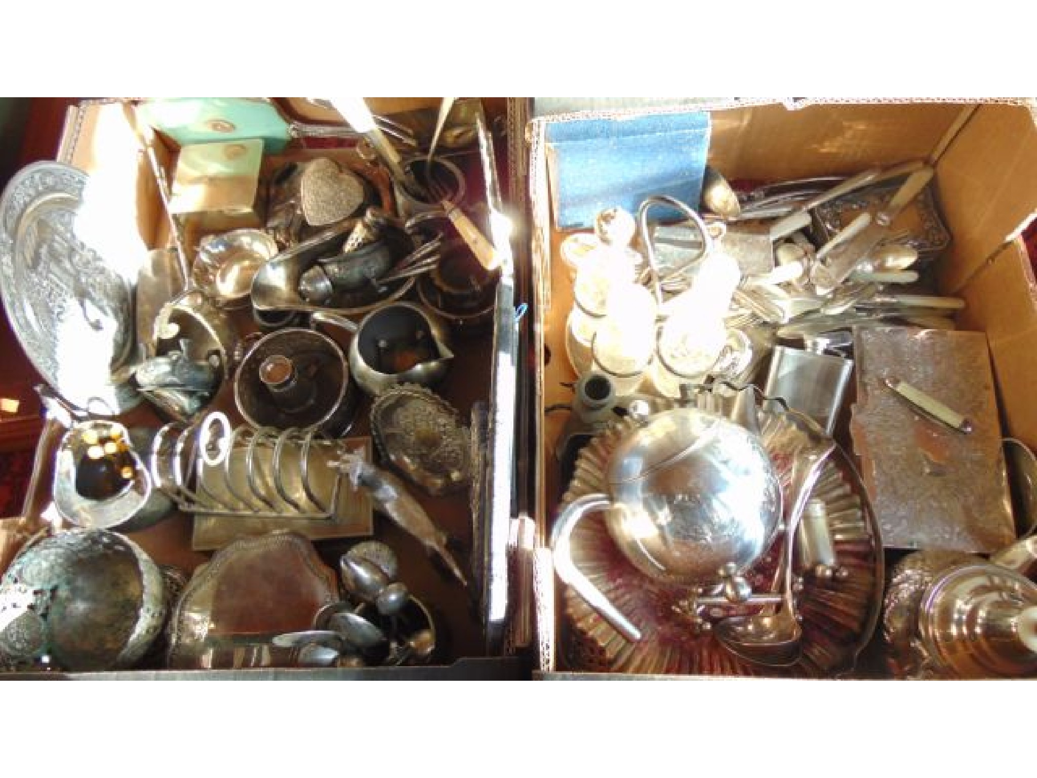 Appraisal: A large quantity boxes of mixed silver plated wares to