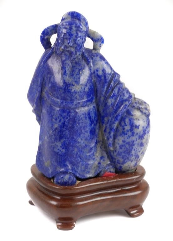 Appraisal: Antique Chinese carved lapis figure of a scholar or wise