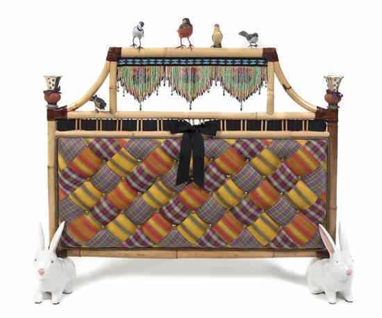 Appraisal: A MacKenzie-Childs Fireplace Screen decorated with tufted fabric beaded fringe