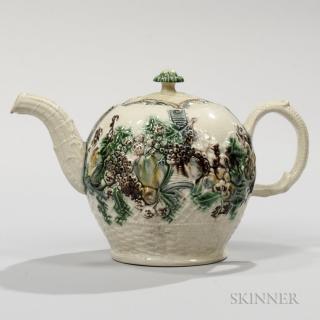 Appraisal: Staffordshire Cream-colored Earthenware Teapot and Cover England c attributed to