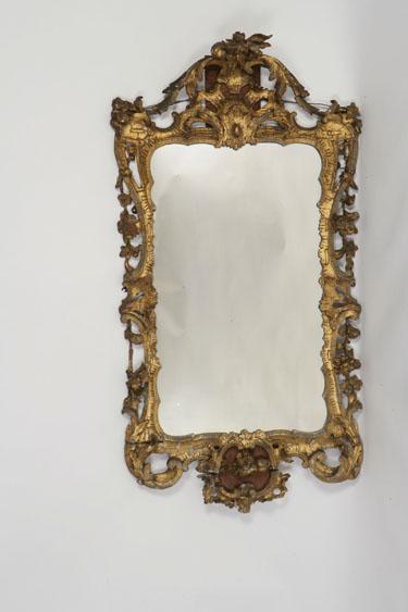 Appraisal: A GEORGE II GILT FRAMED WALL MIRROR with a rectangular