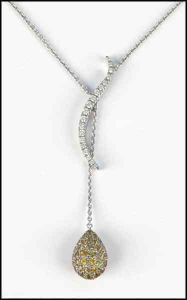 Appraisal: KARAT WHITE GOLD DIAMOND AND YELLOW SAPPHIRE NECKLACE grams Condition