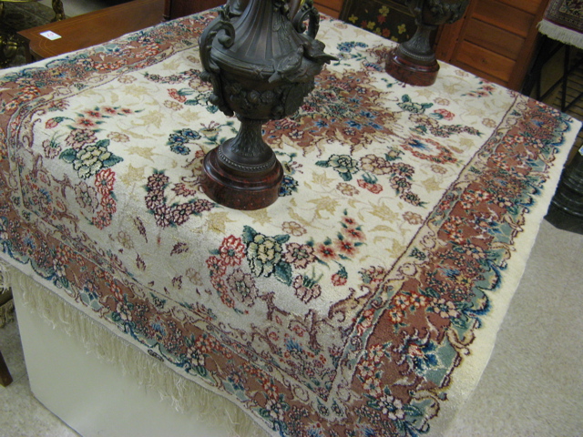 Appraisal: ORIENTAL SILK AND WOOL AREA RUG Sino-Persian -line quality floral