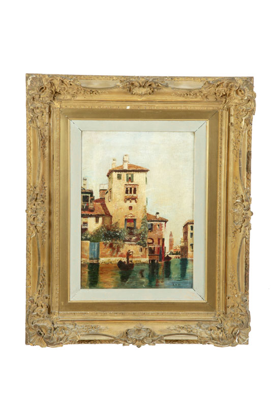 Appraisal: VENETIAN CITYSCAPE EUROPEAN TH CENTURY Oil on canvas initial ''EAR''