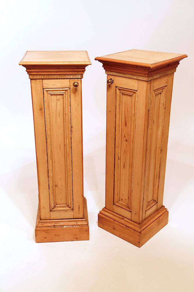 Appraisal: Pair of th C English Pine Pedestal Cabinets Exclusive on