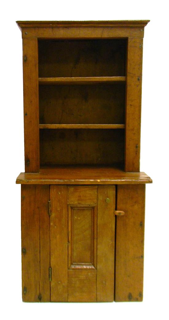 Appraisal: C New England diminutive cupboard primitive pine honey-red finish flat