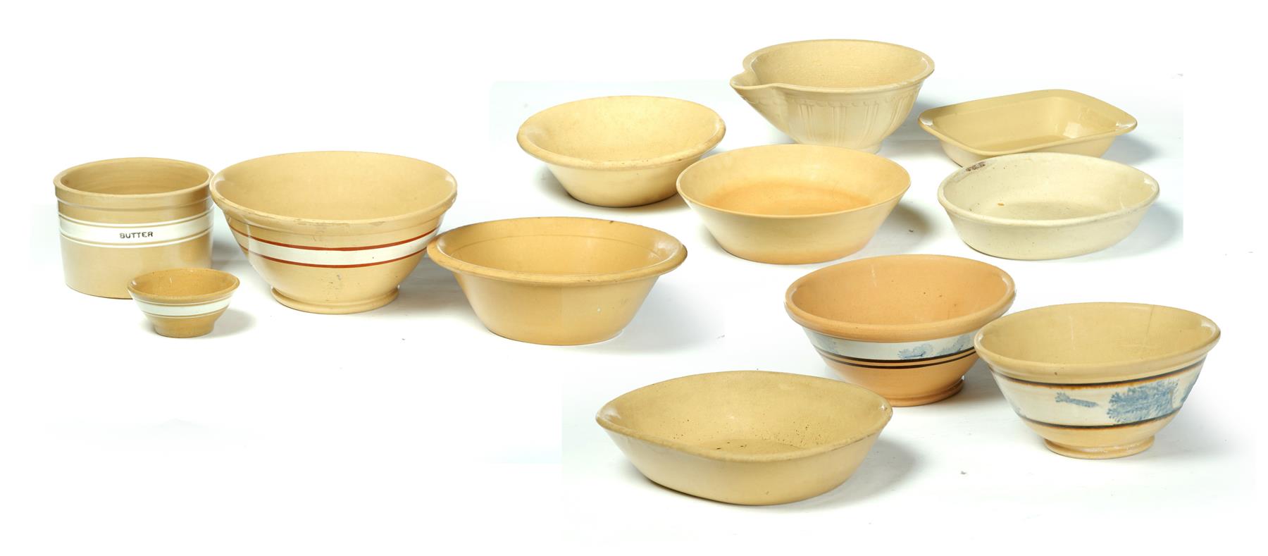 Appraisal: TWELVE PIECES OF AMERICAN YELLOWWARE Late th-early th century Mixing