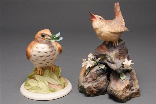 Appraisal: Boehm painted bisque bird figure Baby Wood Thrush together with