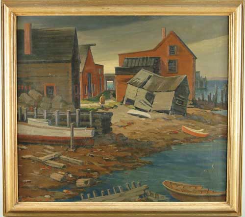 Appraisal: CARROLL THAYER BERRY American - KNIGHT S BOATYARD Large oil