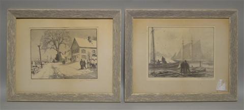 Appraisal: GORDON HOPE GRANT AMERICAN - STREET SCENE AND HARBOR SCENE