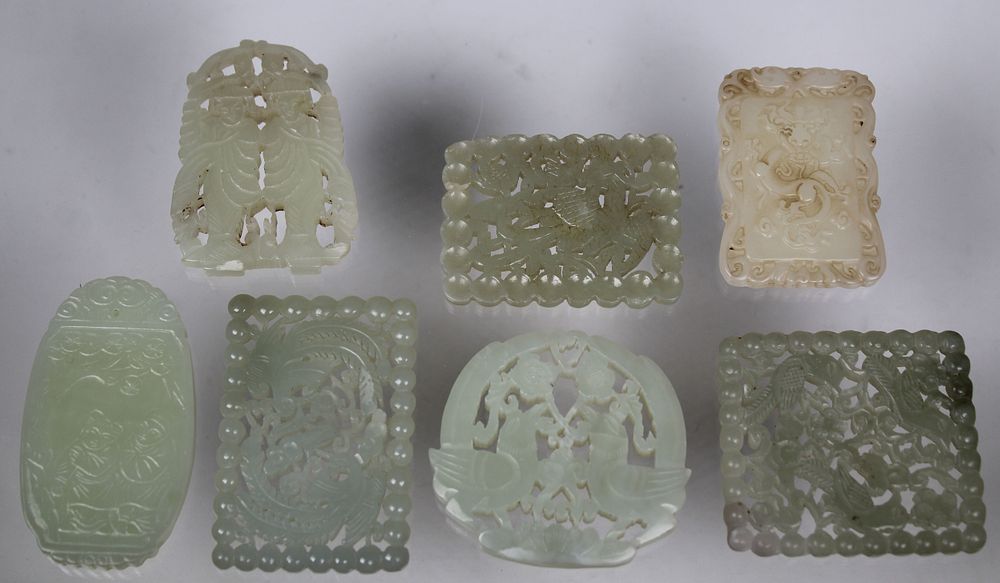 Appraisal: Chinese Carved Jade Pendants Chinese Carved Jade Pendants Largest Height