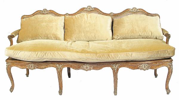 Appraisal: A Louis XV carved beechwood canape height in width ft