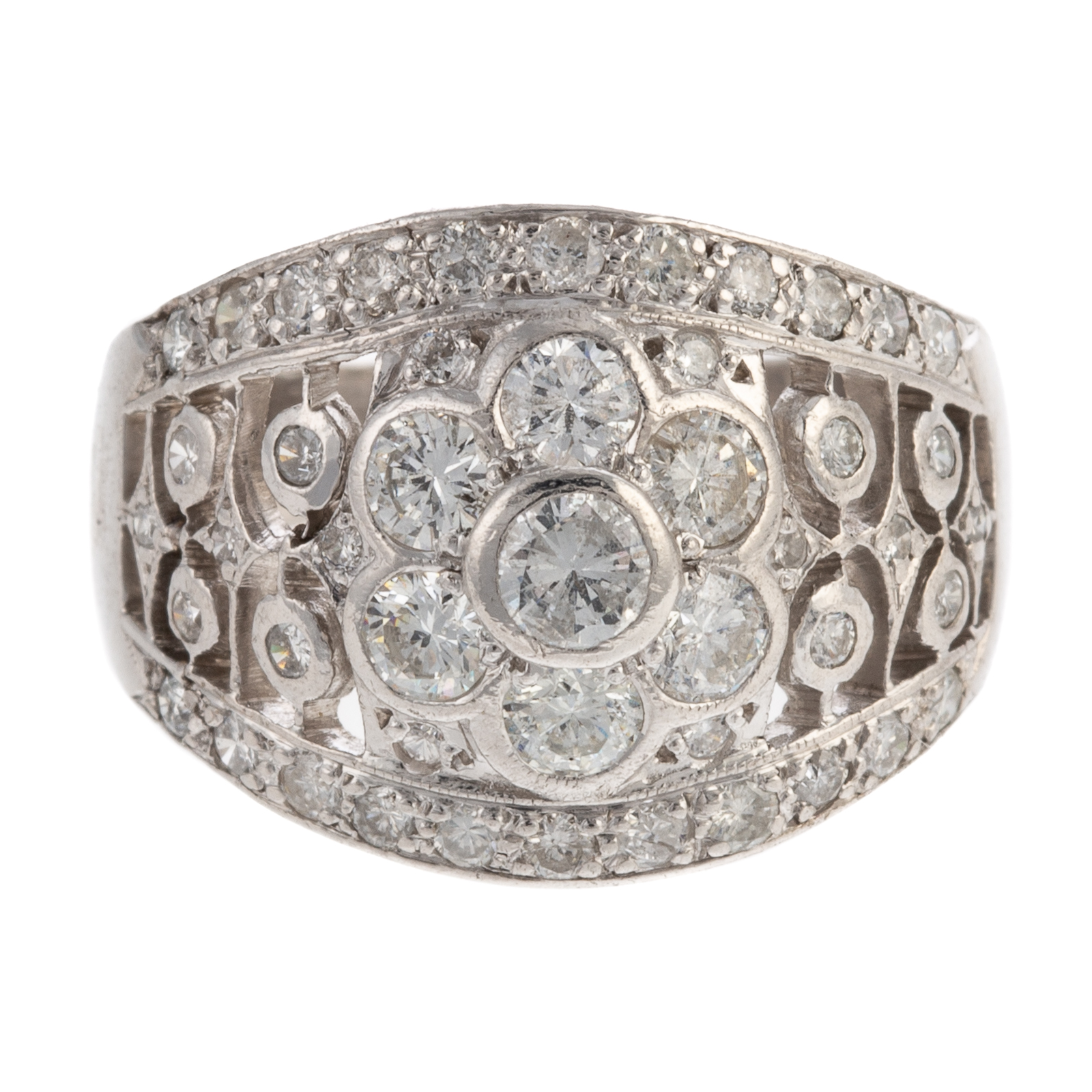 Appraisal: A WIDE CTW DIAMOND CLUSTER BAND IN K K white