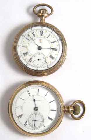 Appraisal: TWO HAMPDEN OPENFACE POCKET WATCHES Gladiator grade model size jewels