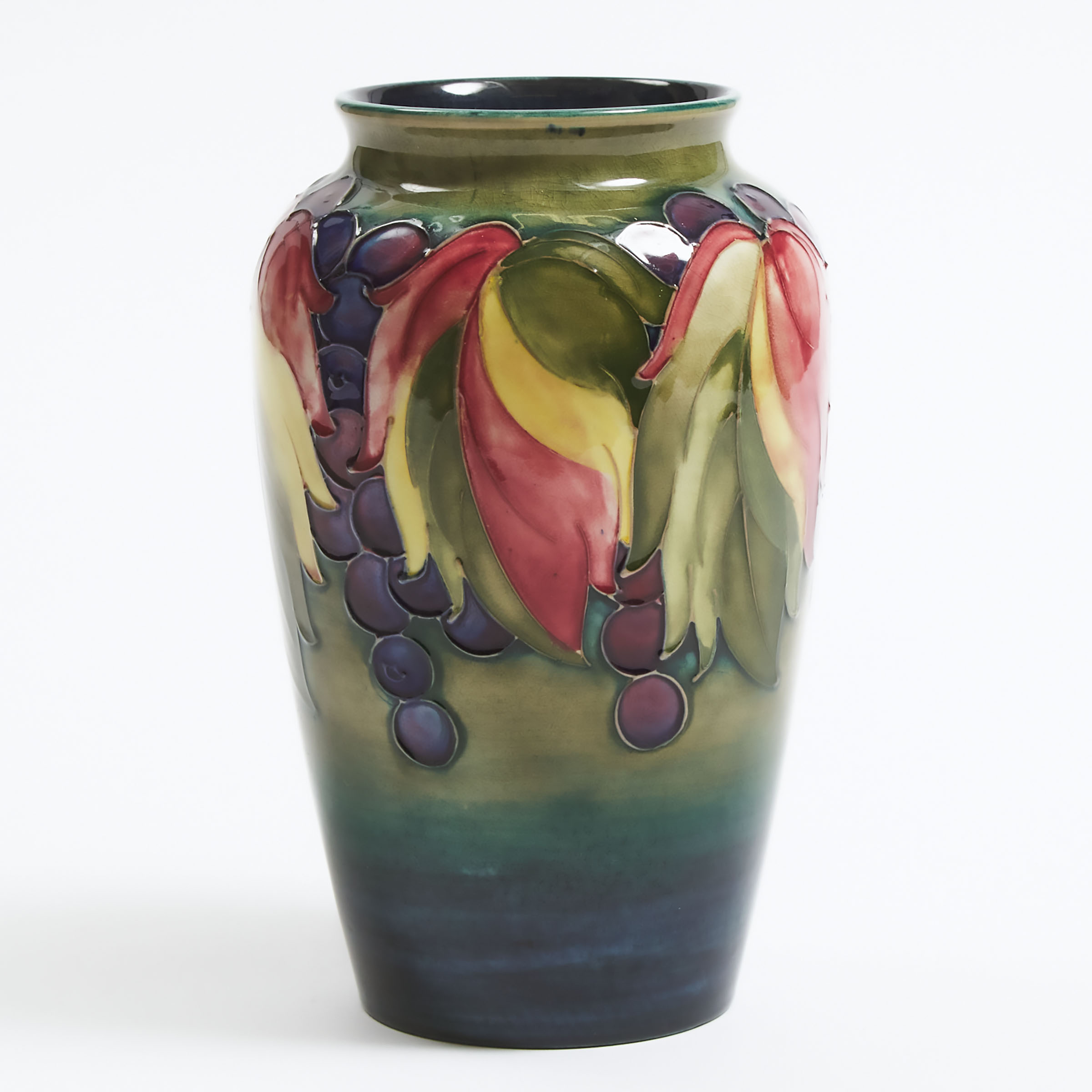 Appraisal: Moorcroft Grape and Leaf Vase c - height in cm