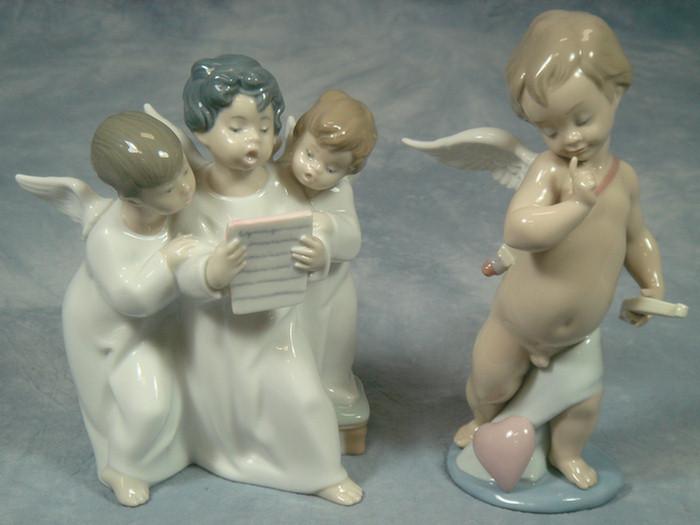 Appraisal: Lladro cherub figurines glazed finish tallest no damage Estimate -