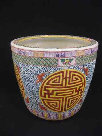 Appraisal: Chinese Porcelain Planter symbols geometric bat designs ''