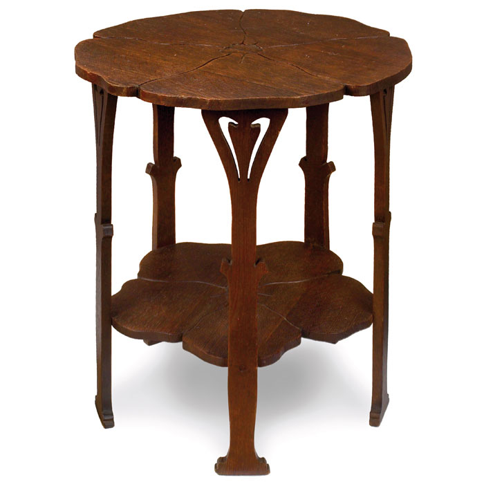 Appraisal: Early Gustav Stickley table from the Chips Catalog carved poppy-form