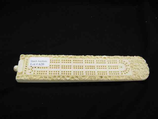 Appraisal: Chinese Carved Ivory Cribbage Board dragon decor '' x ''