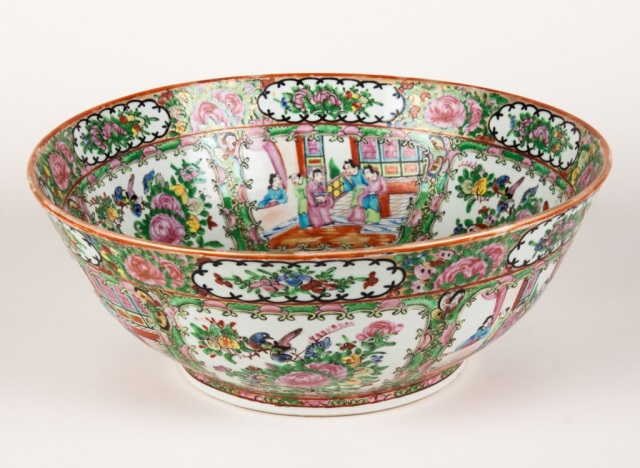 Appraisal: Chinese Export Rose Medallion porcelain punch bowl fourth quarter- th