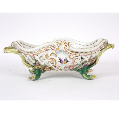 Appraisal: A Meissen flower-encrusted pierced oval basket late th Century painted