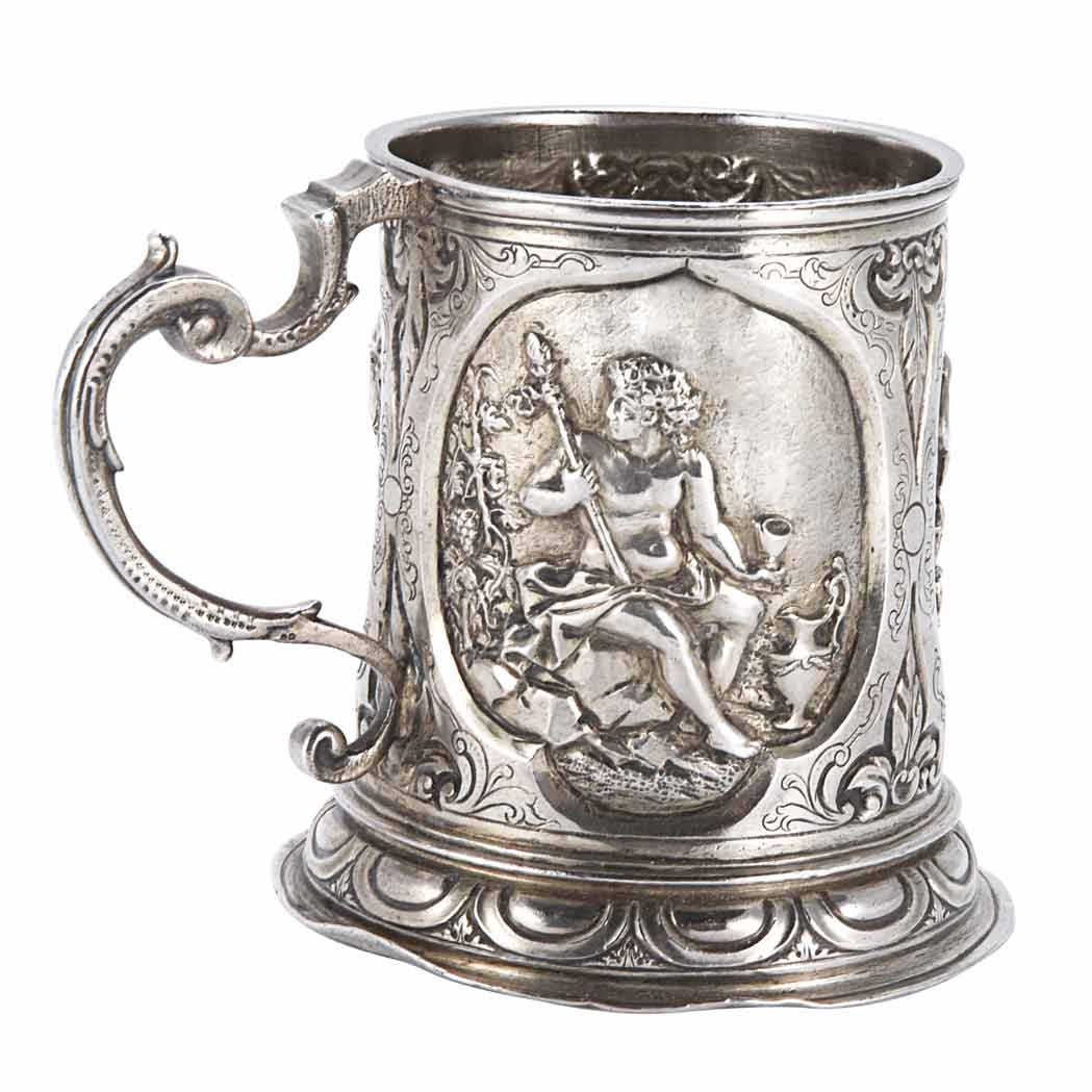 Appraisal: German Silver Mug Augsburg th th century Of cylindrical form