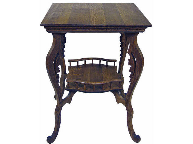 Appraisal: Oak square top parlor table on scroll legs with lower