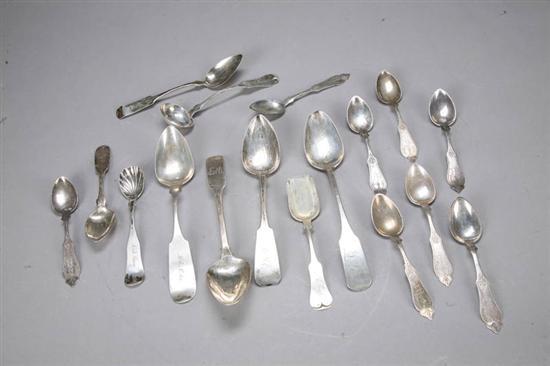 Appraisal: SEVENTEEN PIECES OF COIN SIVER Sixteen various spoons to And