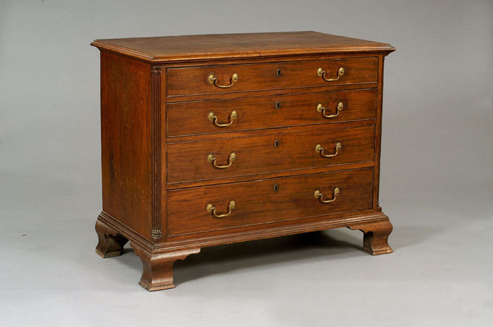 Appraisal: PENNSYLVANIA CHIPPENDALE CARVED WALNUT CHEST OF DRAWERS The rectangular top