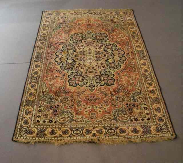 Appraisal: A GOOD PERSIAN PRAYER RUGCentral floral medallion silk machine made