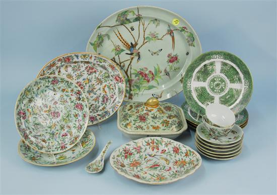 Appraisal: ASSEMBLAGE OF CHINESE EXPORT PORCELAIN including green fitzhugh plates diameter