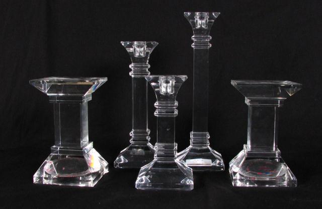 Appraisal: Group of five cut crystal candle holders three are graduated