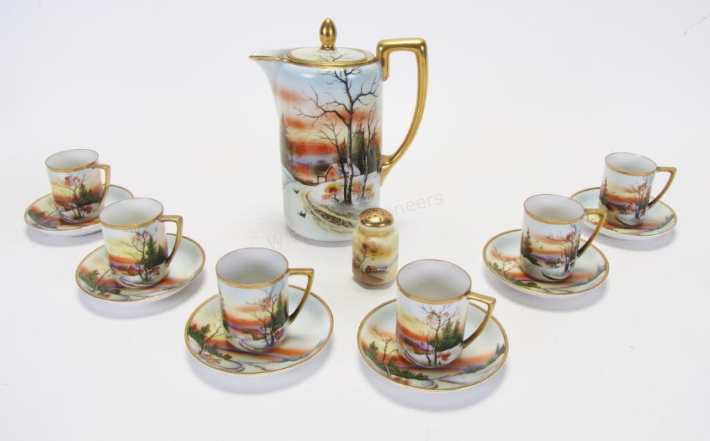 Appraisal: Noritake Porcelain Scenic Coffee Set pieces including coffee pot with