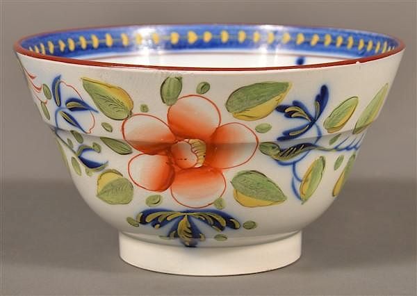 Appraisal: Gaudy Dutch China Single Rose Waste Bowl Gaudy Dutch Soft