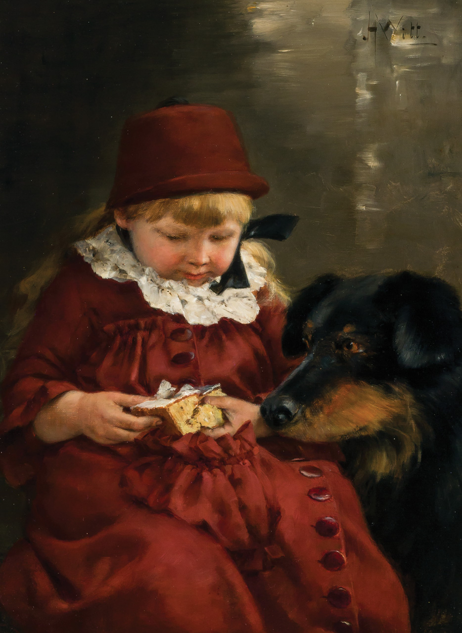 Appraisal: JOHN HENRY WITT American - Little Girl Sharing Cake with