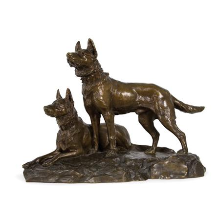 Appraisal: Bronze Group of Two Alsations Estimate -