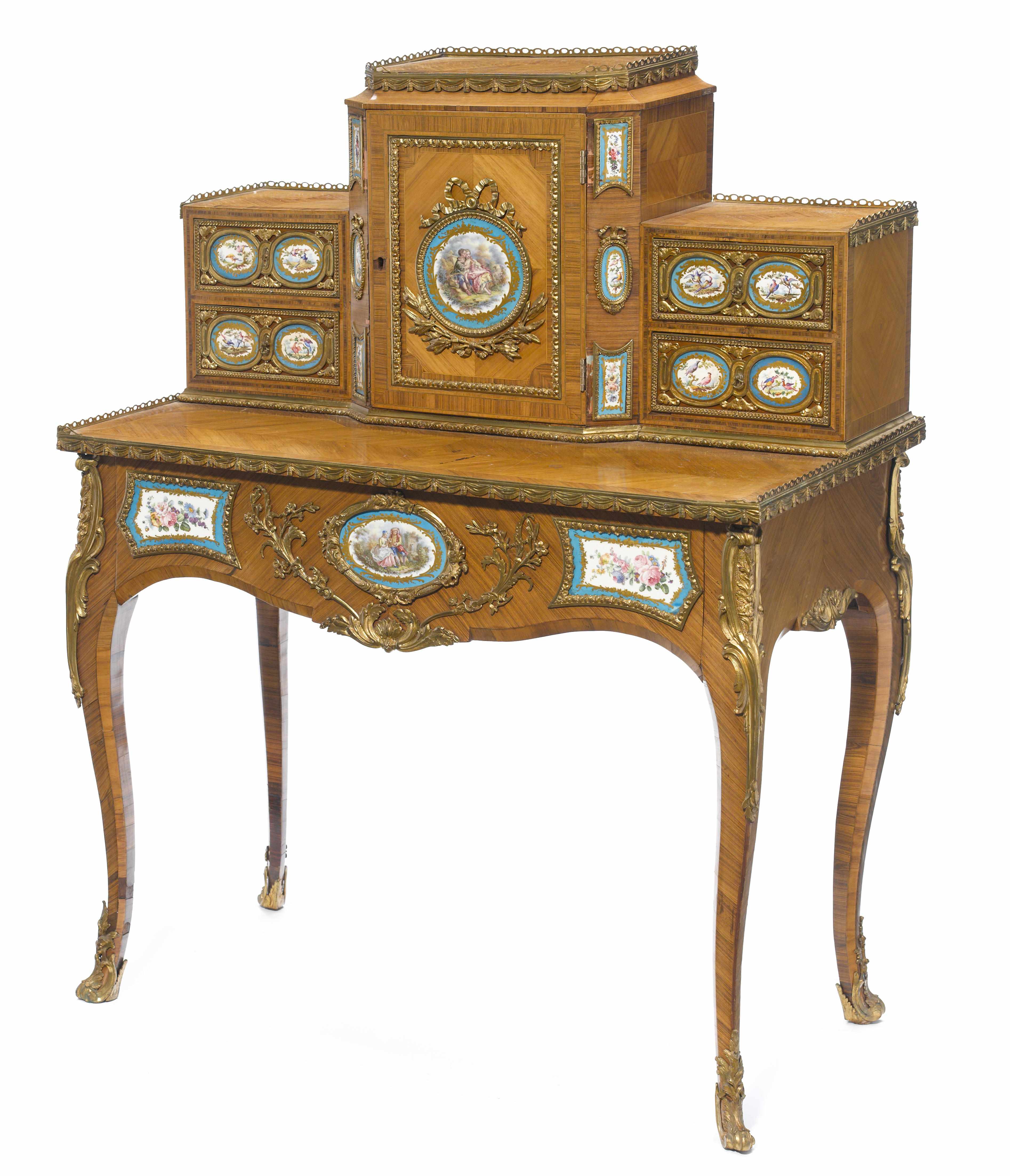 Appraisal: A Louis XV style gilt bronze and porcelain mounted bonheur