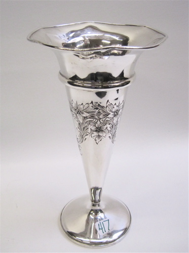 Appraisal: AMERICAN STERLING SILVER FLOWER VASE by M Fred Hirsch Co