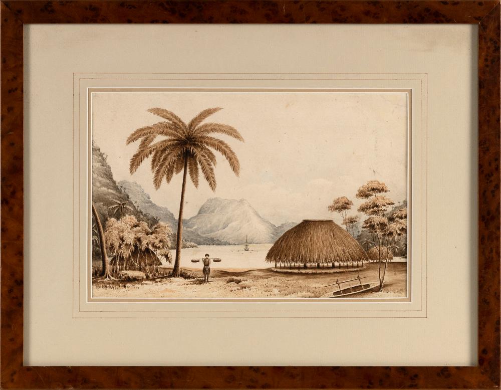 Appraisal: ENGLISH SCHOOL TH CENTURY A PACIFIC ISLAND WATERCOLOR ON PAPER