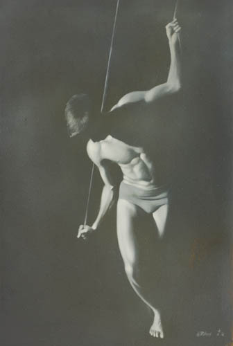 Appraisal: ROBERT BLISS Standing Boy Pulling Ropes Oil on masontite x