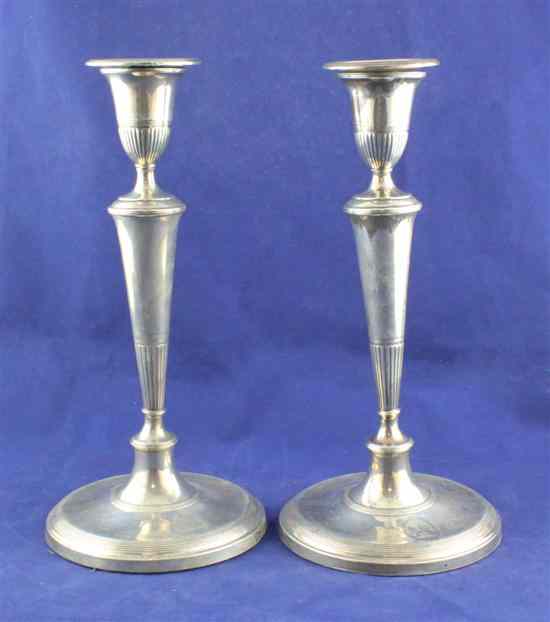 Appraisal: A pair of George III silver candlesticks by Matthew Boulton